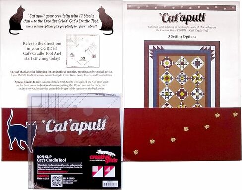 Deb's Cats N Quilts Bundle - The Original 'Cat'itude Book, The 'Cat'apult BOM Quilt Project, & Creative Grids Cat's Cradle Original Tool CGRDH1 in Kuwait