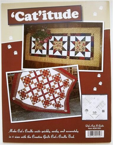 Deb's Cats N Quilts Bundle - The Original 'Cat'itude Book, The 'Cat'apult BOM Quilt Project, & Creative Grids Cat's Cradle Original Tool CGRDH1 in Kuwait
