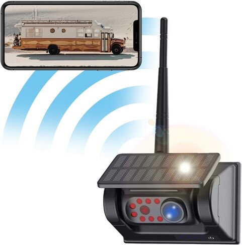 كاميرا احتياطية لاسلكية للسيارة الشمسية: كاميرا احتياطية واي فاي لهاتف iPhone، كاميرا احتياطية مغناطيسية قابلة لإعادة الشحن 1080P IP69، كاميرا رؤية أمامية/خلفية لشاحنة مقطورة حافلة RV قارب in Kuwait