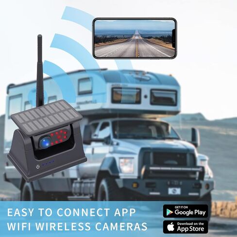 كاميرا احتياطية لاسلكية للسيارة الشمسية: كاميرا احتياطية واي فاي لهاتف iPhone، كاميرا احتياطية مغناطيسية قابلة لإعادة الشحن 1080P IP69، كاميرا رؤية أمامية/خلفية لشاحنة مقطورة حافلة RV قارب in Kuwait