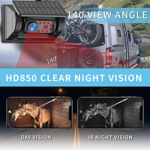 كاميرا احتياطية لاسلكية للسيارة الشمسية: كاميرا احتياطية واي فاي لهاتف iPhone، كاميرا احتياطية مغناطيسية قابلة لإعادة الشحن 1080P IP69، كاميرا رؤية أمامية/خلفية لشاحنة مقطورة حافلة RV قارب in Kuwait