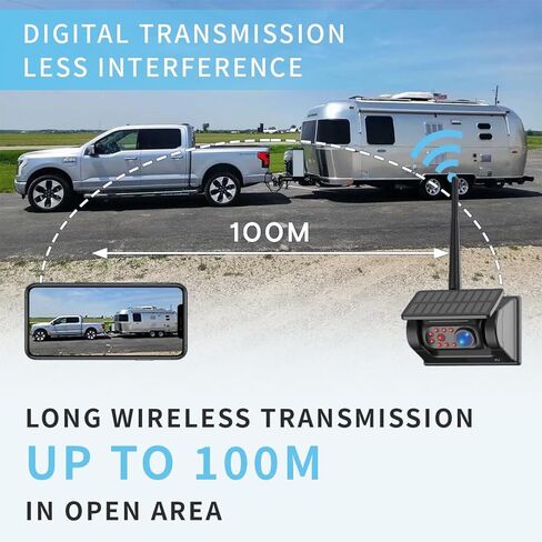 كاميرا احتياطية لاسلكية للسيارة الشمسية: كاميرا احتياطية واي فاي لهاتف iPhone، كاميرا احتياطية مغناطيسية قابلة لإعادة الشحن 1080P IP69، كاميرا رؤية أمامية/خلفية لشاحنة مقطورة حافلة RV قارب in Kuwait