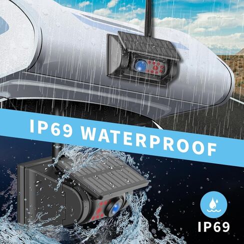 كاميرا احتياطية لاسلكية للسيارة الشمسية: كاميرا احتياطية واي فاي لهاتف iPhone، كاميرا احتياطية مغناطيسية قابلة لإعادة الشحن 1080P IP69، كاميرا رؤية أمامية/خلفية لشاحنة مقطورة حافلة RV قارب in Kuwait
