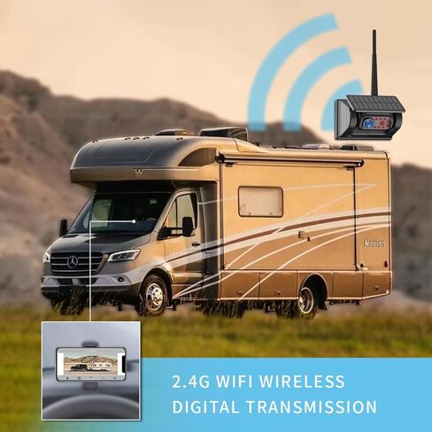 كاميرا احتياطية لاسلكية للسيارة الشمسية: كاميرا احتياطية واي فاي لهاتف iPhone، كاميرا احتياطية مغناطيسية قابلة لإعادة الشحن 1080P IP69، كاميرا رؤية أمامية/خلفية لشاحنة مقطورة حافلة RV قارب in Kuwait