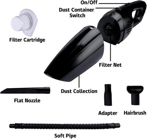 JUSTTOP مكنسة كهربائية محمولة للسيارة عالية الطاقة 120 وات/5000 باسكال مجموعة ملحقات السيارات المحمولة لتفصيل وتنظيف السيارة الداخلية in Kuwait