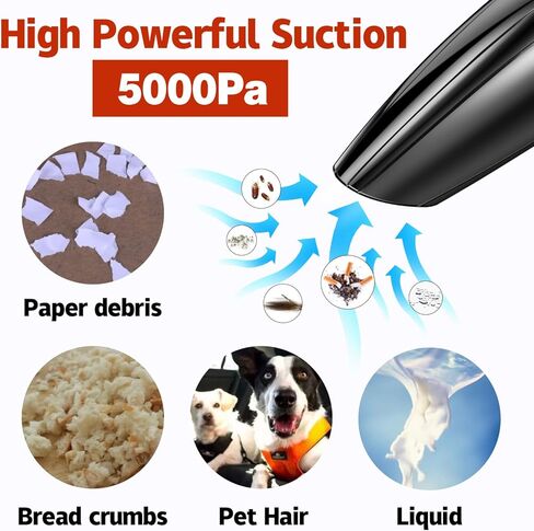 JUSTTOP مكنسة كهربائية محمولة للسيارة عالية الطاقة 120 وات/5000 باسكال مجموعة ملحقات السيارات المحمولة لتفصيل وتنظيف السيارة الداخلية in Kuwait