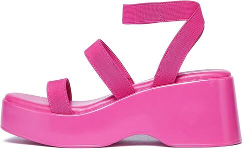 GENSHUO Women's Platform Open Toe Ankle Strap Casual Elastic Strap Flatform Wedge Sandals in Saudi Arabia