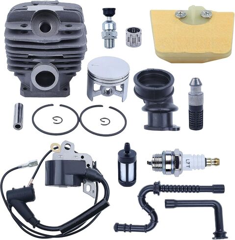 طقم مكبس أسطواني 48 مم لـ Stihl MS360 036 034S MS360C MS360PRO 1125 020 1215، محمل إبرة المكبس، ملف الإشعال، سدادة الإشعال، صمام تخفيف الضغط، حذاء السحب، خط الزيت، فلتر الزيت in Saudi Arabia
