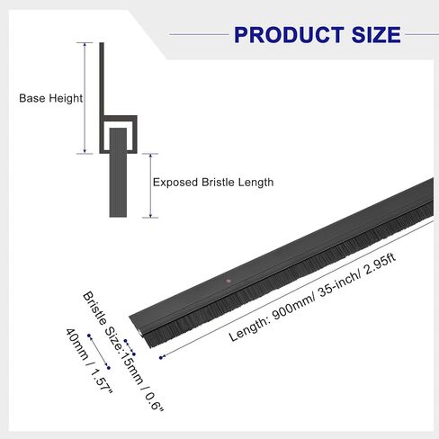 uxcell Door Brush Bottom Sweep H-Shape Aluminum Alloy Base with 2.8-inch PP Brush for Home, Industrial (35-inch L, Silver) in Kuwait