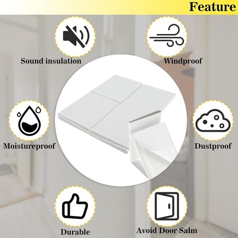 Door Corner Seals for Exterior Doors, 6 Pcs Self-Adhesive Door Jamb Frame Seal Self Stick Window Draft Stoppers Foam Weather Stripping for Weather Protection Isolation of Noise(Black) in Saudi Arabia