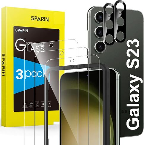 SPARIN 3+2 Pack Screen Protector for Samsung Galaxy S23 5G 6.1 Inch with Camera Lens Protector, 9H Tempered Glass with Easy Installation Frame, Case Friendly, Anti-Scratch in Saudi Arabia
