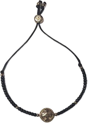 Tory Burch 142015 Tory Gold Tone/Black Rope Logo Women's Slider Bracelet in Saudi Arabia