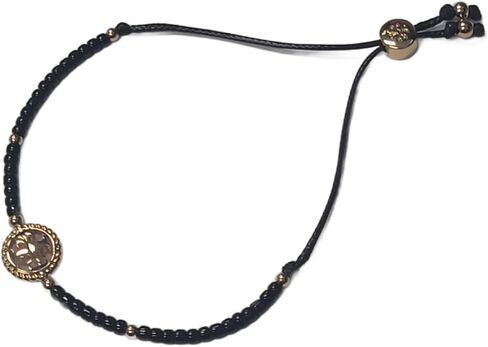 Tory Burch 142015 Tory Gold Tone/Black Rope Logo Women's Slider Bracelet in Saudi Arabia