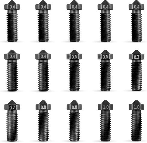 15PCS Fit for Anycubic Vyper Kobra Plus Kobra Max Hardened Nozzles 3D Printer Parts High-Temperature 7PCS 0.4mm Nozzles and 2PCS 0.2mm 0.6mm 0.8mm Wear Resistance 3D Printer Nozzles Kit Smooth to Use in Saudi Arabia