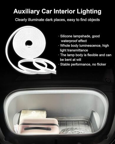 Frunk LED Light Strip Fit for Tesla Model 3 Y 2020 2021 2022, Front Trunk Brighten LED Strip Modified Lighting, Flexible 12V LED Strip Lights Waterproof White in Saudi Arabia