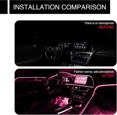 1 قطعة شريط إضاءة LED ساطع ثابت DC12V، إضاءة باردة محيطة للسيارة بطول 16.4 قدم مع واجهة USB، ملحقات تزيين خالية من الأسلاك، مناسبة لموديلات السيارات المختلفة (وردي) in Saudi Arabia