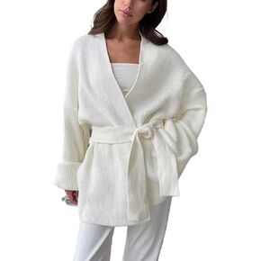 utcoco Womens Oversized Knit Cardigan Belted Wrap Sweater Long Sleeve Loose Fit Open Front Coat for Fall & Winter in Saudi Arabia