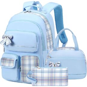 Girls Backpack,3pcs Backpack with Lunch Box Pencil Case Set 15.6 Inch Laptop School Bag Kids Kindergarten Elementary College Bags Large Bookbag for Teen Women Students Casual Travel Daypacks Black in Saudi Arabia