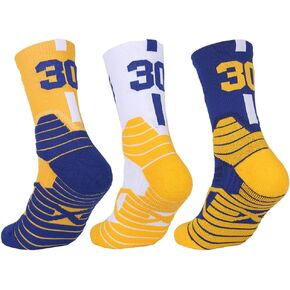 Elite Basketball Socks with Compression & Cushion for Adults and Youth - Running Athletic Crew Socks (3 Pairs) in Saudi Arabia