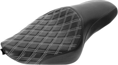 نسخة. Rider Sportster SEAT 2 UP DRIVER+FITS PARCENGER FITS FOR HARLEY XL883 XL1200 Models 2004-2022 ، White Stitching in Kuwait
