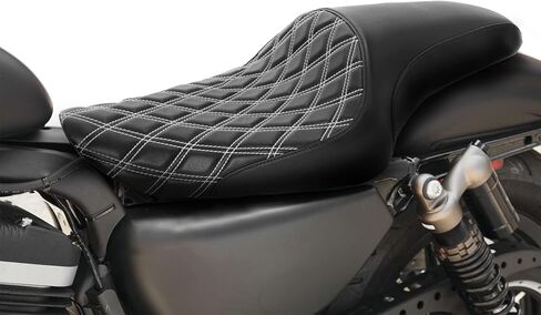 نسخة. Rider Sportster SEAT 2 UP DRIVER+FITS PARCENGER FITS FOR HARLEY XL883 XL1200 Models 2004-2022 ، White Stitching in Kuwait