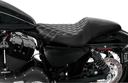 نسخة. Rider Sportster SEAT 2 UP DRIVER+FITS PARCENGER FITS FOR HARLEY XL883 XL1200 Models 2004-2022 ، White Stitching in Kuwait