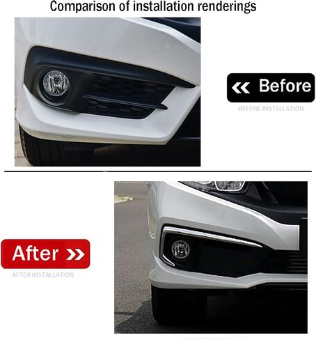 Car Accessories Fit for Honda Civic 10th Gen 2019 2020 2021 Front Fog Light Eyelid Eyebrow Frame Cover Trim (Black) ABS 2 PCS in Saudi Arabia