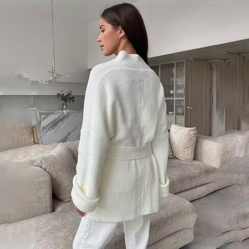 utcoco Womens Oversized Knit Cardigan Belted Wrap Sweater Long Sleeve Loose Fit Open Front Coat for Fall & Winter in Saudi Arabia