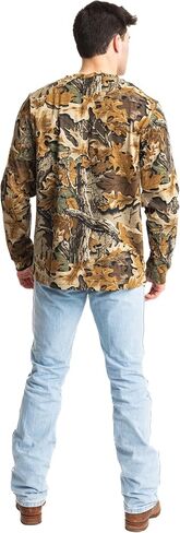 Realtree Camo Long Sleeve Hunting Shirt - Tee Midweight 100 ٪ Cotton Tee مع الأصفاد المضلعة - مثالية للملابس الخارجية والخارجية in Saudi Arabia