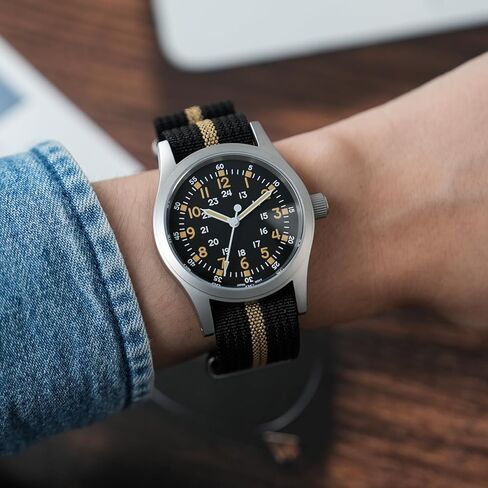 Militado ML05 38mm VH31 Quartz Watch - Domed Sapphire Crystal Field Watch C3 Super Luminous Retro Sweep Wrist Watch for Men 100M Waterproof in Kuwait