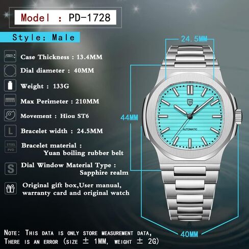 LACZ DENTON Pagani Design PD1728 Mens Automatic Watches Full Stainless Steel Waterproof 100M Watches for Men Men Mechanical Wristwatches in Kuwait
