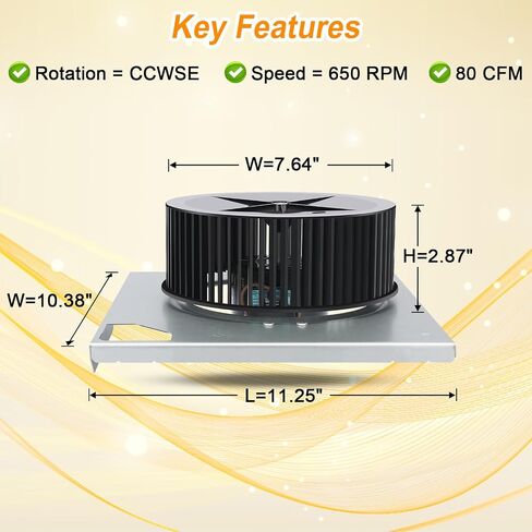 محرك مروحة عادم الحمام S-97016621 لقطع غيار Broan Nutone - يناسب QTN80L، QTR080، QTR070، QTR080L، QTR080F، QTRN080، QTR070L - ضوضاء منخفضة، يستبدل OEM # S99080568، S97016621 in Kuwait