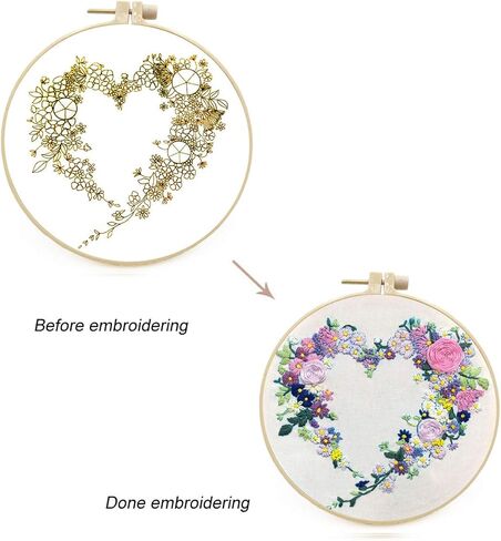 Maydear Stamped Embroidery Kit for Beginners with Pattern, Cross Stitch kit, Embroidery Starter Kit Including Embroidery Hoop, Color Threads and Embroidery Scissors - Sunny in Kuwait