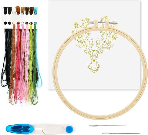 Maydear Stamped Embroidery Kit for Beginners with Pattern, Cross Stitch kit, Embroidery Starter Kit Including Embroidery Hoop, Color Threads and Embroidery Scissors - Sunny in Kuwait