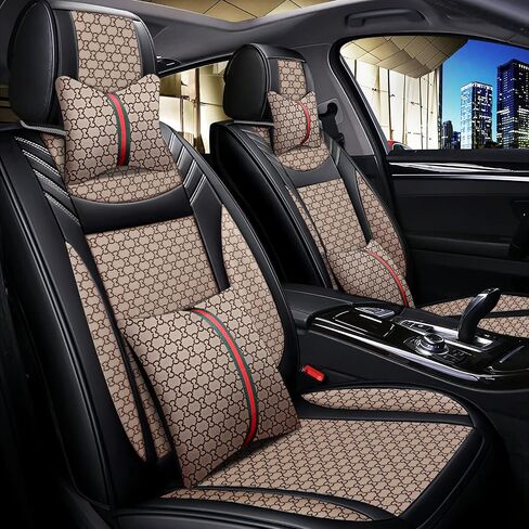 Car Seat Cover Full Set, Premium Soft Breathable Seat Covers with Neck Pillows, Lumbar Pillows, for Most 5 Seats Cars SUV, Airbag Compatible (Gray) in Kuwait