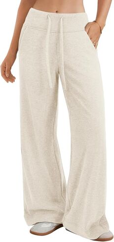 ATHMILE Sweatpants Women Fall Outfits Wide Leg Baggy Pants High-Waisted Drawstring Sweat Pants Fashion Joggers with Pocket in Saudi Arabia