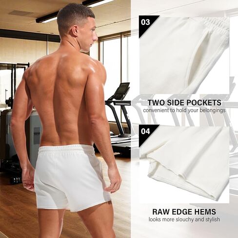 AMY COULEE Mens Workout Shorts 3 inch Cotton Gym Shorts Casual Lounge Short Pants with Pockets in Kuwait