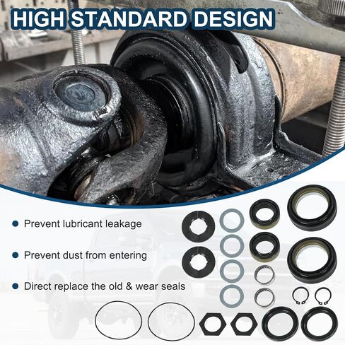 Front Axle Vacuum Knuckle Seal & Outer Tube Oil Seals Kit Compatible with Ford Super Duty F250 F350 F450 F550 Dana Super 60 2005-2019 Replace #2017426 2014835 54983 (6Pcs) in Kuwait