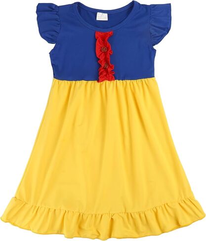 Toddler Girls Cotton Princess Dress Multi-Color Flutter Sleeve Summer Outfits 3-8Y in Saudi Arabia