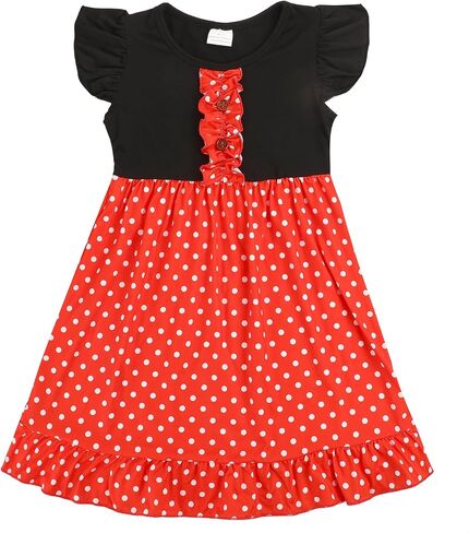 Toddler Girls Cotton Princess Dress Multi-Color Flutter Sleeve Summer Outfits 3-8Y in Saudi Arabia
