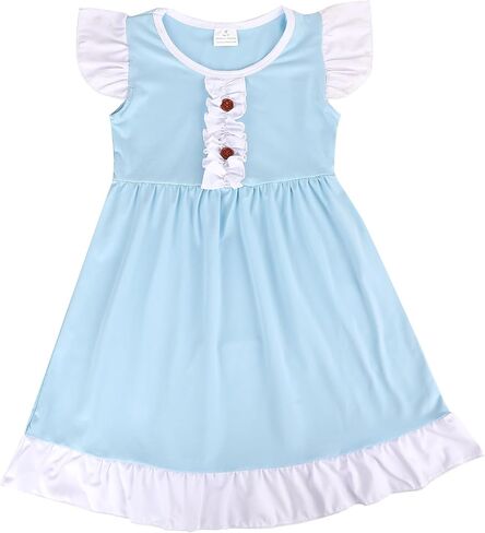 Toddler Girls Cotton Princess Dress Multi-Color Flutter Sleeve Summer Outfits 3-8Y in Saudi Arabia