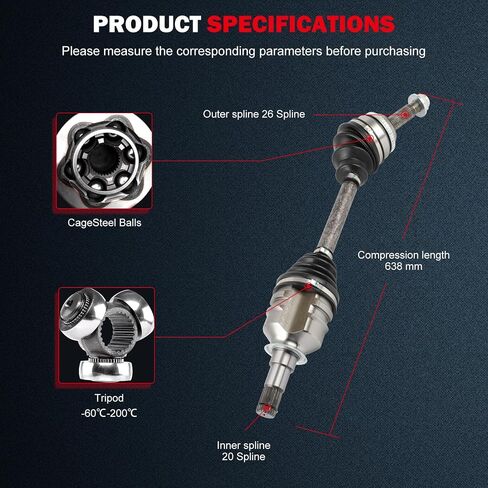 Cciyu 66-5222 CV Axle Goxbly Assembly Fit for Pontiac Vibe 1.8l ، for Toyota Corolla 1.8l ، for toyota matrix 1.8l ، for toyota for prius 1.5l 2001-2008 الأمامي اليساري الجانب الأيسر awd awd in Saudi Arabia
