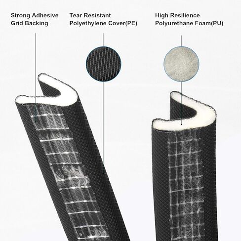 تجريد الطقس للباب/النوافذ بطول 26 قدمًا، شكل حرف V لاصق لشريط الطقس إطار الباب/إطار النوافذ شريط إسفنجي من البولي يوريثان، شريط عازل للطقس، عازل للصوت ضد الاصطدام (أبيض) in Kuwait
