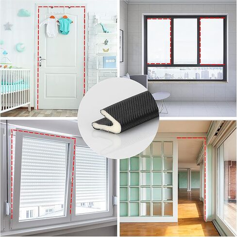 تجريد الطقس للباب/النوافذ بطول 26 قدمًا، شكل حرف V لاصق لشريط الطقس إطار الباب/إطار النوافذ شريط إسفنجي من البولي يوريثان، شريط عازل للطقس، عازل للصوت ضد الاصطدام (أبيض) in Kuwait