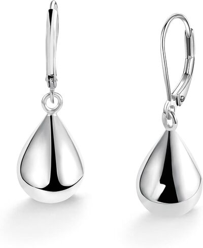 Silver/Gold Teardrop Earrings for Women,925 Sterling Silver Waterdrop Tear Drop Dangle Earrings Hypoallergenic, Silver Teardrop Leverback Dangle Earrings for Women Jewelry in Kuwait