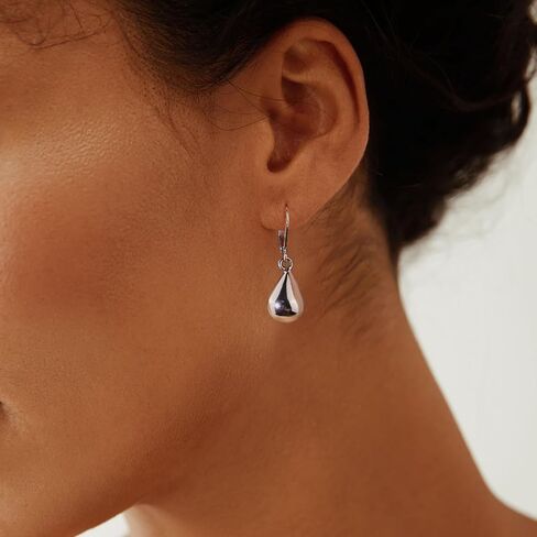 Silver/Gold Teardrop Earrings for Women,925 Sterling Silver Waterdrop Tear Drop Dangle Earrings Hypoallergenic, Silver Teardrop Leverback Dangle Earrings for Women Jewelry in Kuwait
