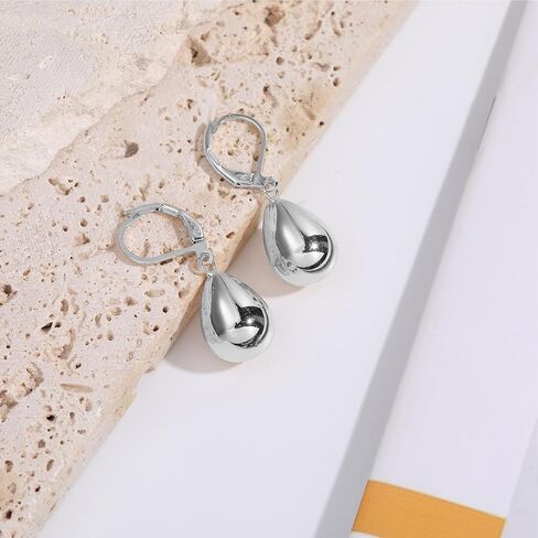 Silver/Gold Teardrop Earrings for Women,925 Sterling Silver Waterdrop Tear Drop Dangle Earrings Hypoallergenic, Silver Teardrop Leverback Dangle Earrings for Women Jewelry in Kuwait