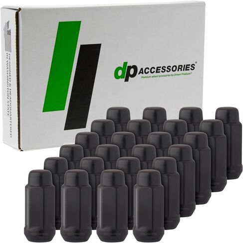 DPAccessories Black M14x1.50 LUG NUTS لعجلات ما بعد البيع - الطرف المغلقة XL ACORN - 48 مم (1.9 ") طويل القامة - 19 مم (3/4") - مجموعة من 24 - LCB4B8HE2BK04024 in Kuwait