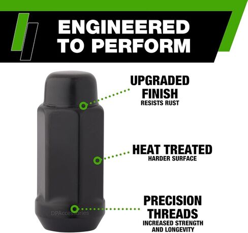 DPAccessories Black M14x1.50 LUG NUTS لعجلات ما بعد البيع - الطرف المغلقة XL ACORN - 48 مم (1.9 ") طويل القامة - 19 مم (3/4") - مجموعة من 24 - LCB4B8HE2BK04024 in Kuwait