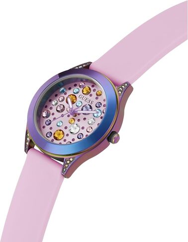 GUESS Women's 34mm Watch - Pink Strap Pink Dial Iridescent Case in Saudi Arabia